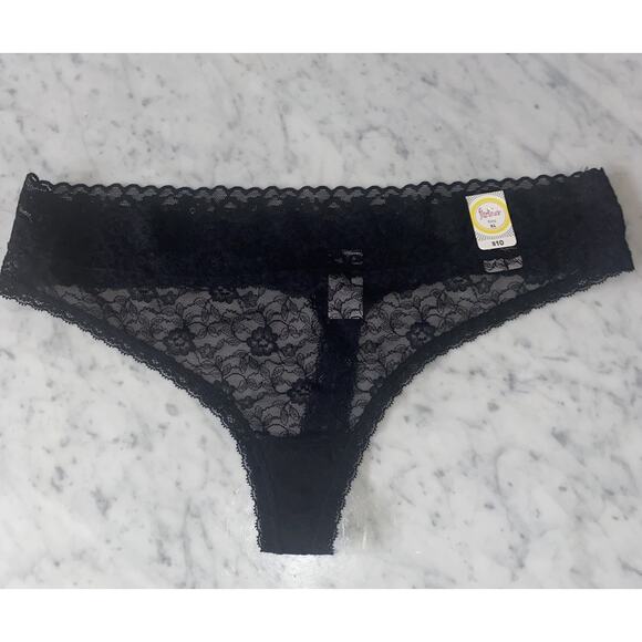 Flirtitude Cheeky Panties XL Thong Lot of 4 Black Lace New - Picture 2 of 6